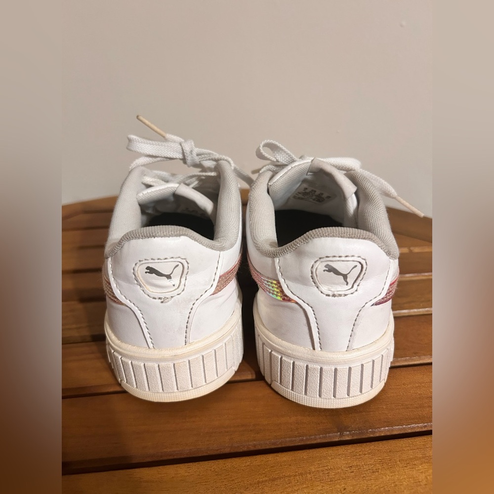 Puma Women's White Sneakers with Pink and Orange Accents - Picture 5 of 6